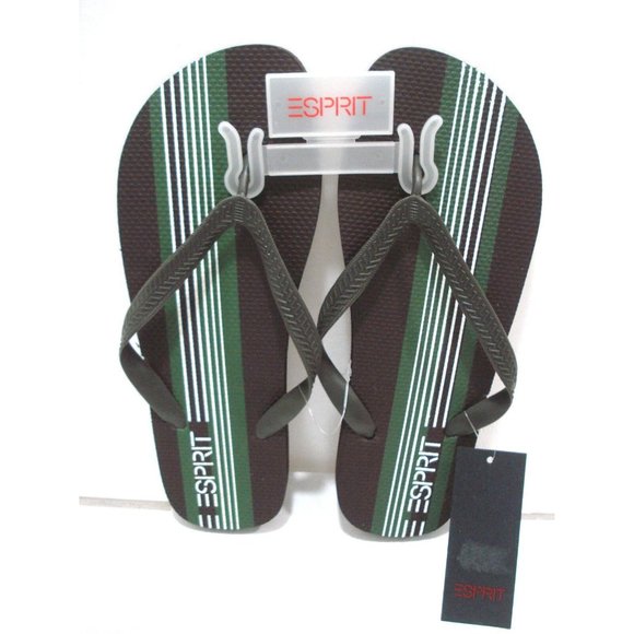 ESPRIT FINN-E Mens Flip Flop Sandals Dark Brown/Green Size 11 New - Picture 2 of 7